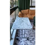 arvenlive Beyaz Mermer Desenli Tekerlekli Orta Sehpa Metal Ayaklı Masa 60x100 Cm Mutfak Masası