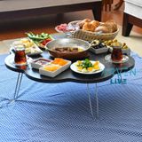 Arvenlive Mermer Desenli Ahşap Katlanabilir Papatya Yer Sofrası (467864063)
