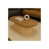 Arvessohome Oval 120x60 cm Bohem Ahşap Ayaklı Kalın Kenarlı Orta Sehpa