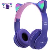 arVin Çocuk Kulaklığı, LED Parlayan Kedi Kulaklı, Mikrofonlu Takılabilir, TF Kartı, Katlanabilir Bluetooth Stereo Kulak Üstü Çocuk Kulaklıkları-Mor