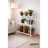Arvion Home Beyaz 3 Katlı Metal Mutfak ve Dekoratif Saksılık Raflı-Organizer