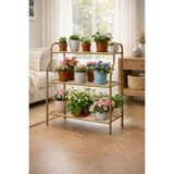 Arvion Home Gold 3 Katlı Metal Mutfak ve Dekoratif Saksılık Rafı-Organizer - Altın