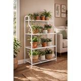 ARVİONHOME Modern Beyaz 4 Katlı Metal Çiçeklik Standı: Çok Amaçlı Mutfak,Kitaplık&Dekoratif Lüks Stand