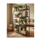 ARVİONHOME Modern Siyah 4 Katlı Metal Çiçeklik Standı: Çok Amaçlı Mutfak,Kitaplık&Dekoratif Lüks Stand
