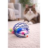 Arvital Kedi Oyuncağı Kafesli Peluş Fare Zilli Tüylü Top Oyuncak Kediler İçin Eğlenceli Av Oyuncağı