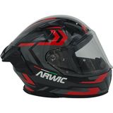 Arwic Fullface Motosiklet Kaskı AR953 Draco Güneş Vizörlü Ece-R 22.06 - Siyah - Kırmızı