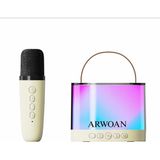 Arwoan Bluetooth Karaoke Hoparlör ve Kablosuz Mikrofon Seti | Rgb Işıklı, Taşınabilir, Yüksek Ses Kalitesi - Toz Pembe - Açık Pembe
