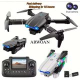 Arwoan Katlanabilir Mini Drone LED Işıklı, Ekranlı Uzaktan Kumandalı, Hd Görüntü, Hafıza Kart Destekli - Beyaz - Combo