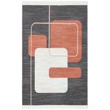 Arya Ar 36 Black Terra%100 Geri Dönüşümlü Pamuktan Çift Taraflı Yıkanabilir Modern Dekoratif Kilim, Siyah, 80 x 150