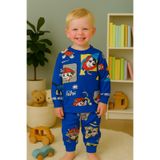 Arya Nisa Kids Erkek Çocuk 2 Iplikli Full Pamuklu Kumaş Paw Patrol Karakterli Mavi Uzun Kollu Eşofman Pijama Takımı