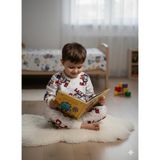 Arya Nisa Kids Erkek Çocuk Beyaz Labubu Karakter Baskılı %100 Pamuk Mevsimlik Pijama Takımı - 00-Beyaz - 1 - 2 Yaş