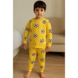 Arya Nisa Kids ERKEK ÇOCUK FUTBOL TOPU BASKILI SARI MEVSİMLİK PİJAMA TAKIM Sarı 5-6 Yaş