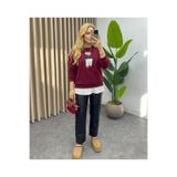 Arya Nisa Kids Happiness SNM Kadın Mevsimlik Köpek ve Ayıcık Figürlü Sweatshirt Bordo M