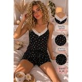 Arya Nisa Kids Kadın Şortlu Askılı Kol Bambu Ring Viskon Dantelli Pijama Takımı Bordo XL