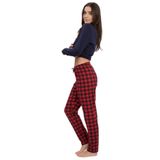 Arya Nisa Kids KAŞMİR EKOSE DESENLİ CEPLİ ALT KADIN PİJAMA Kırmızı 2XL