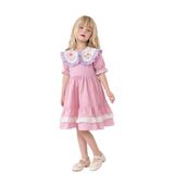 Arya Nisa Kids Kız Çocuk Bebe Yaka İşlemeli Renkli Kloş Kolu Fırfırlı Elbise Pembe 4-5 Yaş
