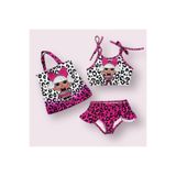 Arya Nisa Kids KIZ ÇOCUK BEBEK BASKILI ÇANTALI BİKİNİ TAKIMI Mor 0-6 Ay