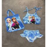 Arya Nisa Kids Kız Çocuk Çantalı Frozen Karakterli Mavi Bikini Takım - 9 - 10 Yaş - 04G-Mavi