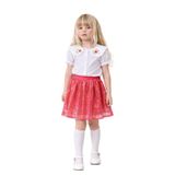 Arya Nisa Kids Kız Çocuk İç Astarlı Simli Payetli Etek İşlemeli Bebe Yaka Gömlek Takım Kırmızı 9-10 Yaş