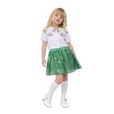 Arya Nisa Kids Kız Çocuk İç Astarlı Simli Payetli Etek İşlemeli Bebe Yaka Gömlek Takım Yeşil 5-6 Yaş