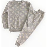 Arya Nisa Kids Kız Çocuk Iki Iplik Pamuklu Şardonlu Gri Papatya Desenli Uzun Kollu Pijama Takımı - 4 - 5 Yaş