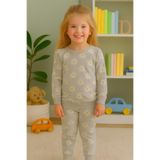 Arya Nisa Kids Kız Çocuk İki İplik Pamuklu Şardonlu Gri Papatya Desenli Uzun Kollu Pijama Takımı Gri 7-8 Yaş