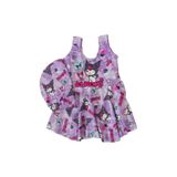 Arya Nisa Kids KIZ ÇOCUK KUROMİ BASKILI ELBİSE MAYO BONE TAKIM Mor 2-3 Yaş