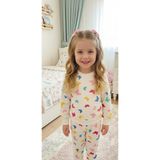Arya Nisa Kids KIZ ÇOCUK RENKLİ KELEBEK BASKILI BEYAZ%100 PAMUK ŞARDONLU PİJAMA TAKIMI Beyaz 5-6 Yaş