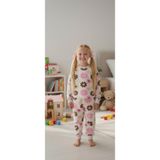 Arya Nisa Kids KIZ ÇOCUK ŞARDONLU PAMUKLU KREM RENGİ PEMBE PAPATYA BASKILI PİJAMA TAKIMI Krem 2-3 Yaş
