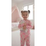 Arya Nisa Kids KIZ ÇOCUK TAVŞAN BASKILI%100 PAMUK ŞARDONLU PEMBE PİJAMA TAKIMI Pembe 3-4 Yaş