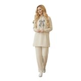 Arya Nisa Kids Leopar Detaylı Tunik Pantolon Mevsimlik Alt Üst Takım Krem M
