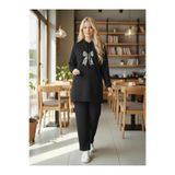 Arya Nisa Kids Leopar Detaylı Tunik Pantolon Mevsimlik Alt Üst Takım Siyah 3XL