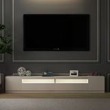 Arya T008 Led Işıklı Modern Tv Sehpası Seti - 4 Kapaklı, 240 Cm Parlak Beyaz