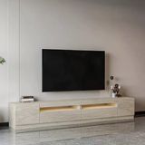 Arya T008 Led Işıklı Modern Tv Sehpası Seti - 4 Kapaklı, 240 Cm Traverten