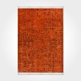 Arya Turuncu Geometrik Modern Geometrik Etnik Desenli Boho Makinada Yıkanabilir Hafif Hav Toz Vermez Leke Tutmaz Kaymaz Taban Dijital Makine Baskı Halı Oturma Odası Salon Yolluk Koridor Mutfak Halısı