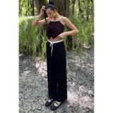 Aryena Siyah Kadın Yüksek Bel Pileli Bol Kesim Pantolon
