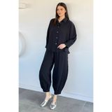 Aryena Siyah Perry Kadın Oversize Gömlek Havuç Pantolon İkili Takım
