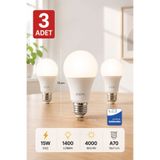 Aryes 15 Watt LED Ampul 4000 Kelvin Günışığı E27 Yüksek Aydınlık