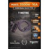 ARYES 3lü Sanayi Tipi Uzatma Kablosu 7 Metre 3x2.5 Ttr Tam Bakır Öznur Kablo 3.5kw - Siyah