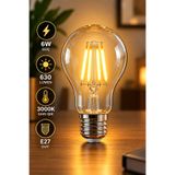 Aryes E27 6W LED Filament Ampul 630 Lümen 3000K Sarı Işık Şeffaf Cam Dekoratif Ampul