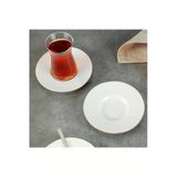 Aryıldız Alisa Heybeli Porselen Çay Tabağı 6 Parça Krem Renk Set