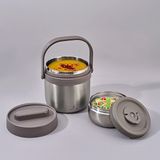 Aryıldız Ar262283 Bento Lunch Box 1.4 L Gri Yuvarlak Steel Yemek Termosu