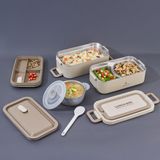 Aryıldız Bento Dikdörtgen 2 Katlı Lunch Box Yemek Termosu Bej 2000 ml
