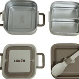 Aryıldız Bento Kare 2 Katlı Lunch Box Yemek Termosu Bej 1400 Ml