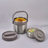 Aryıldız Bento Lunch Box Yemek Termosu Yuvarlak Steel 1400 Ml Ar262283 Gri