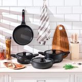 Aryıldız Brantley Granit Kaplamalı 7 Parça Tencere Seti 24 cm Ebatlı Döküm Alüminyum Siyah