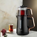 Aryıldız Çay Makinesi Siyah Bakır 0,8 Litre Çelik Demlik ve 1,7 Litre Su Isıtıcı Kapasitesi