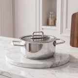 Aryıldız Colombus 16 Cm Derin Tencere Metal Kulp Cam Kapak Derin Tencere - 16 Cm Kapaklı Paslanmaz Çelik Gümüş Renk