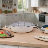 Aryıldız Colombus Crystal Metal Kulp Cam Kapak Kısa Tencere - 26 Cm