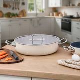 Aryıldız Colombus Crystal Metal Kulp Cam Kapak Kısa Tencere - 30 Cm
